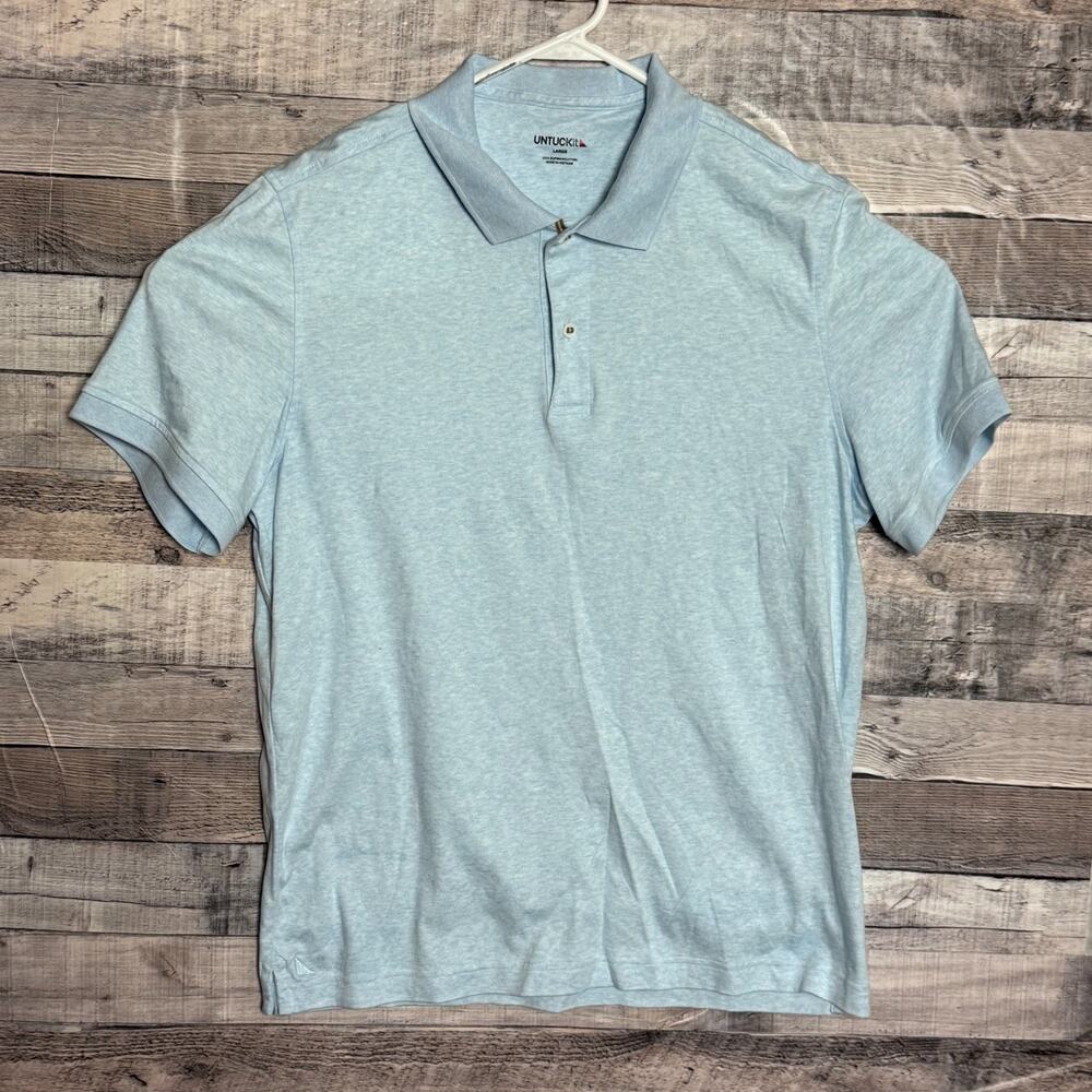 UNTUCKit Polo Shirt Mens Large Blue Cotton Classic Business Preppy